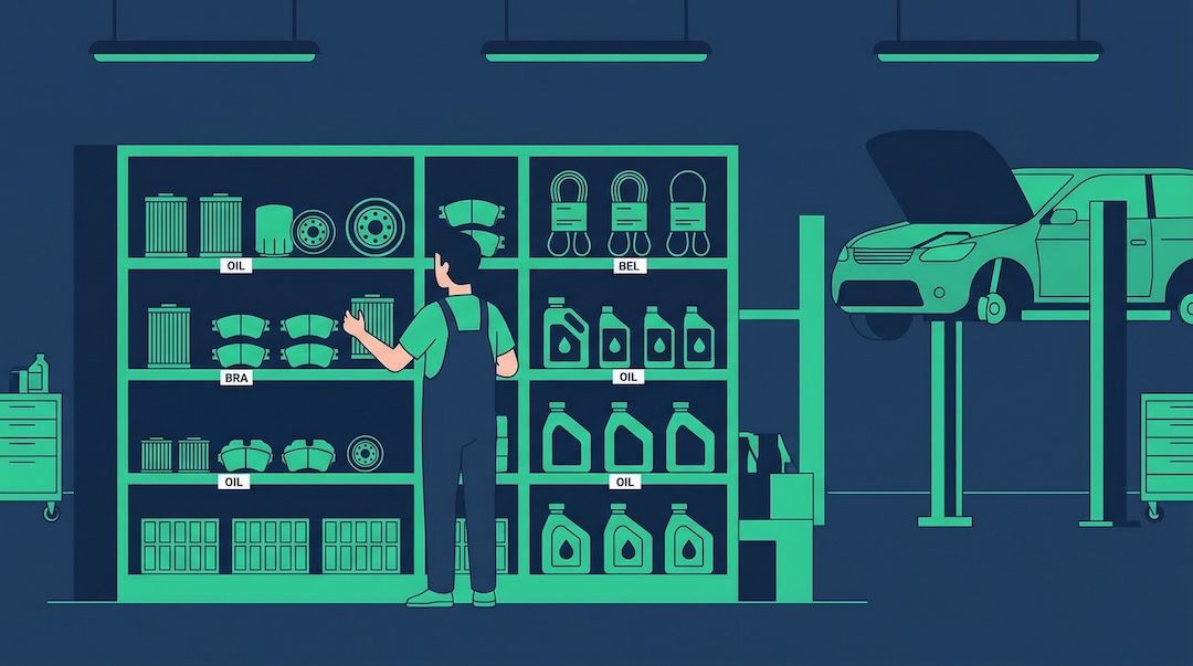 Ilustración del artículo: organizar el inventario de un taller mecánico que vende repuestos
