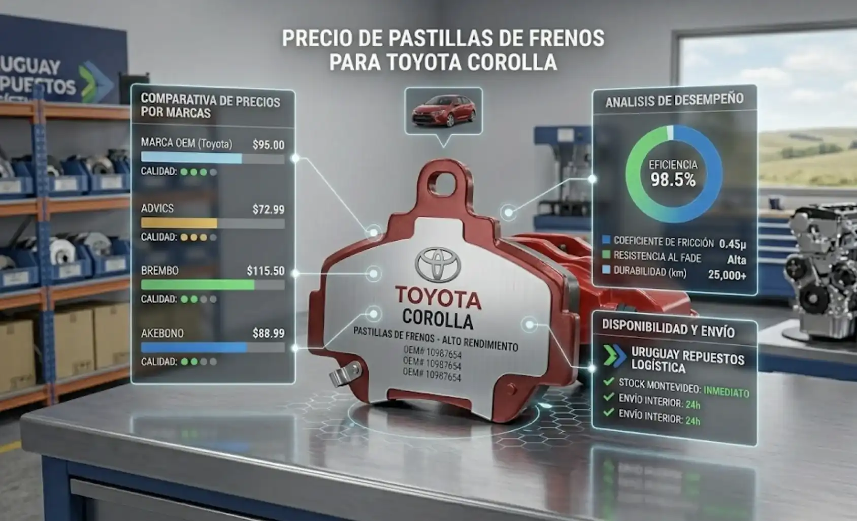 precio pastillas toyota corolla